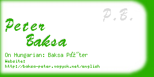 peter baksa business card